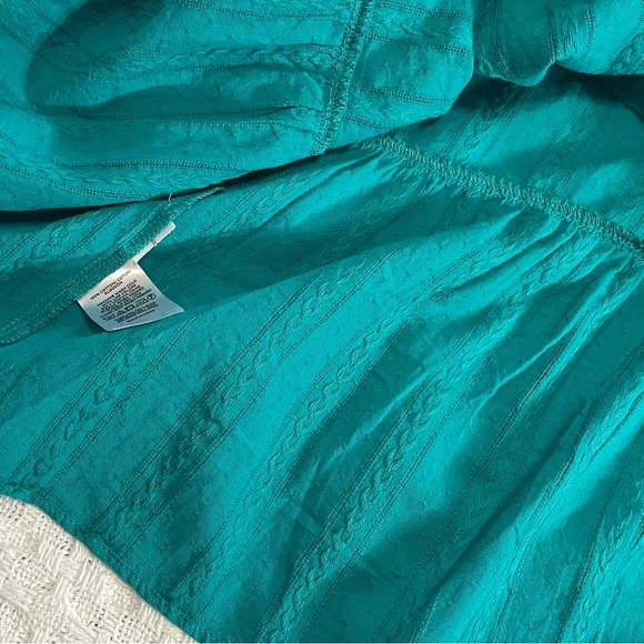 LOFT Turquoise Ruffle tiered shirt dress~Size medium ~Anthropology - Picture 10 of 13